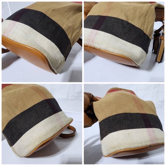 BURBERRY Canvas Mega Check Mini Ashby Hobo Saddle Bag Brown/Beige - Picture 10 of 14